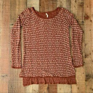 Willow and clay womens size x-small orange long sleeve knit tunic sweater